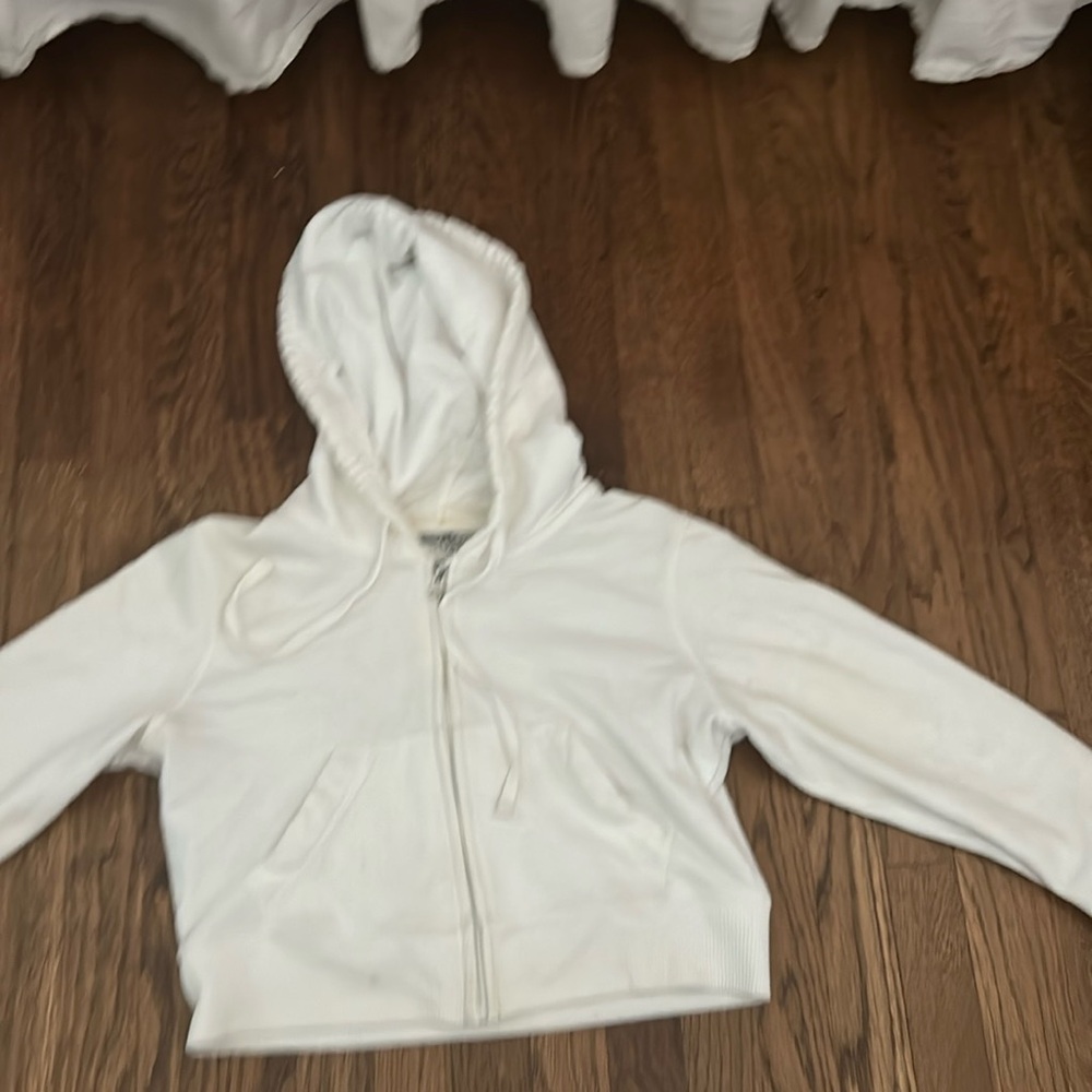 Girls white zip up hoodie from Hollister extra small